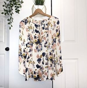 𝅺LUCKY Brand Watercolor Floral Boho Blouse Women's Size Small